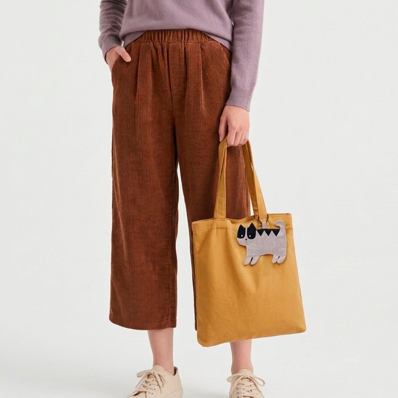 猫咪麻布零钱包：收纳零钱与卡片的小巧钱包 - 零钱包 - 亚麻 灰色