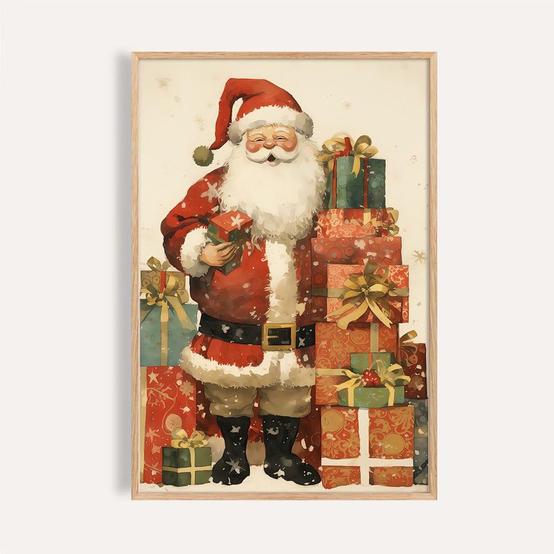欢乐耶诞风格 / 耶诞老人与礼物 节庆挂画 海报 无框画 - 海报/装饰画/版画 - 纸 