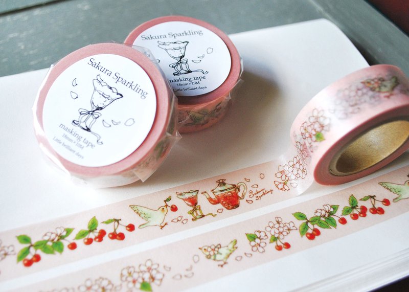 SakuraSparkling　pink　マスキングテープ - 纸胶带 - 纸 粉红色