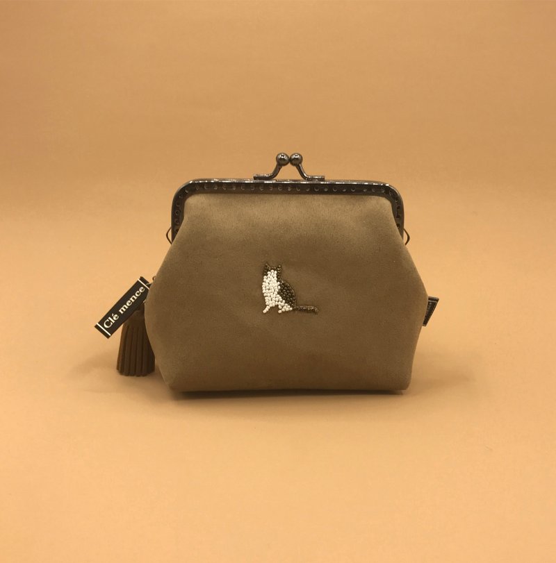 小猫咪 口金包 零钱包 缝珠零钱包 - 零钱包 - 聚酯纤维 卡其色