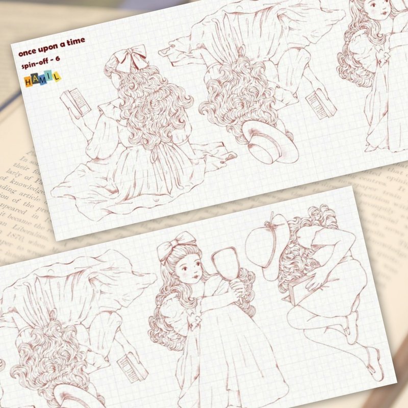 once upon a time spinoff ver6 (hamil) 复古女孩仕女人物贴纸 - 贴纸 - 纸 咖啡色
