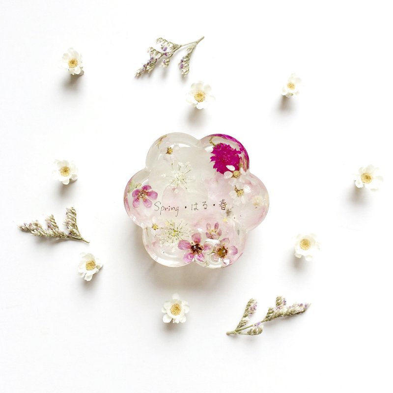 【季节系列の春】立体干燥花/干燥花桌上小摆设/春季/纸镇 - 摆饰 - 其他材质 粉红色