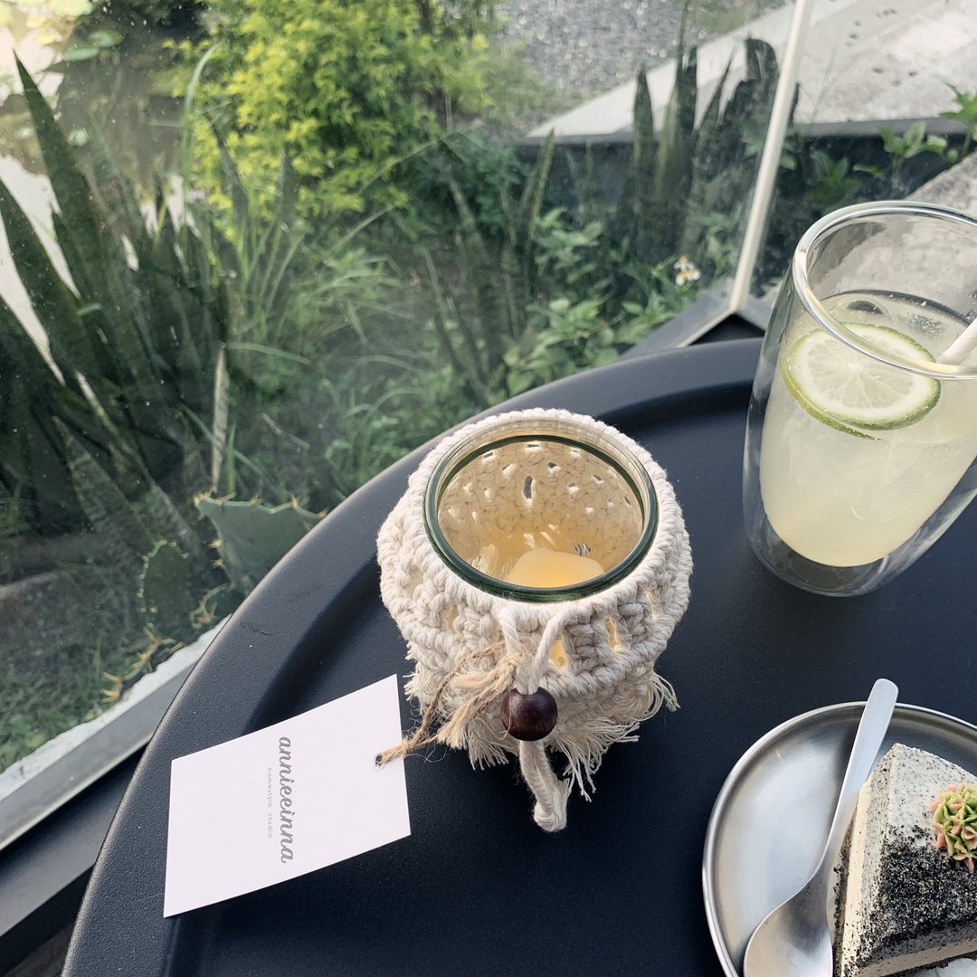 Macrame 编织 烛台 玻璃杯 - 摆饰 - 棉 白色