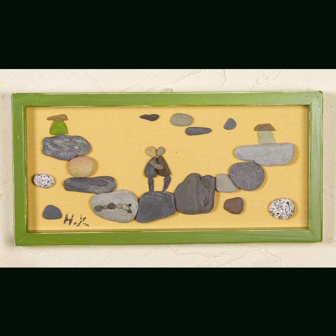 The story of pebble art with frame wall decor natural art wall decor Driftwood art 40 - 墙贴/壁贴 - 石头 咖啡色