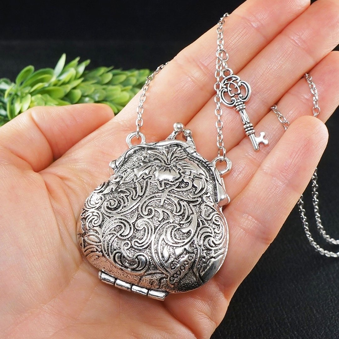 Silver Purse Necklace Tiny Bag Necklace Keepsake Locket Pendant Necklace Jewelry - 项链 - 其他金属 银色