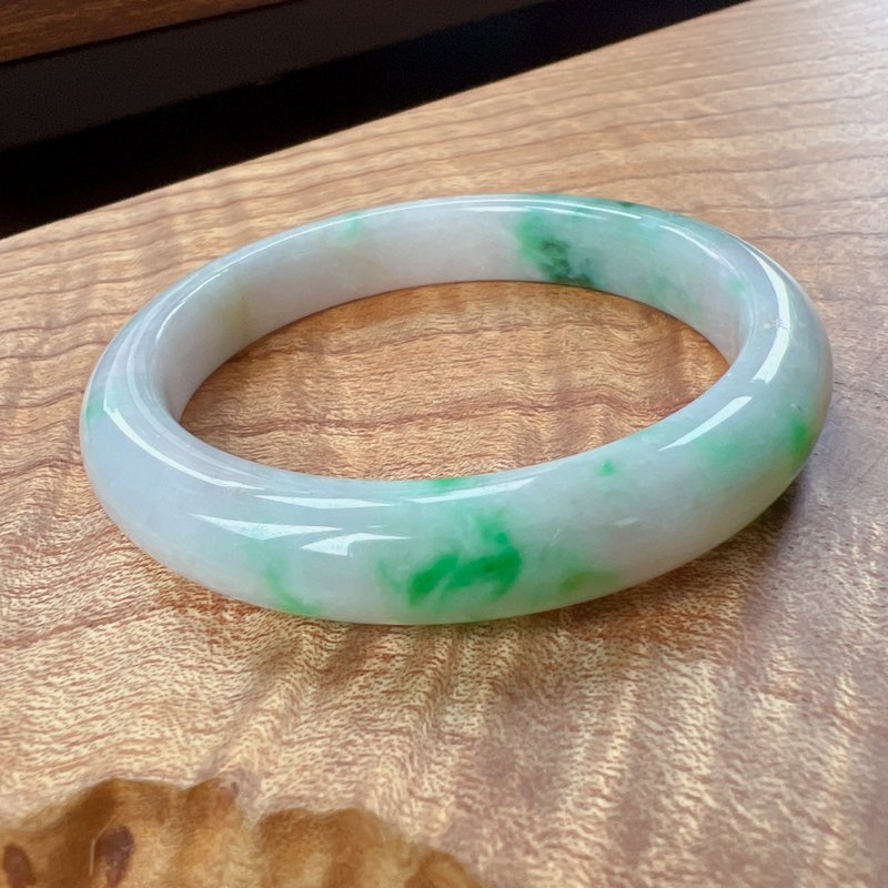 飘绿花翡翠手镯 | 18.5围 | 天然缅甸玉翡翠A货 | 送礼 - 手链/手环 - 玉石 绿色