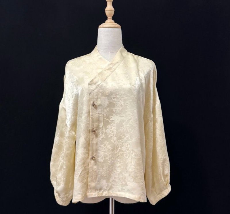 映雪 新中式复古桑蚕丝 上衣小衫 - 女装上衣 - 丝．绢 金色