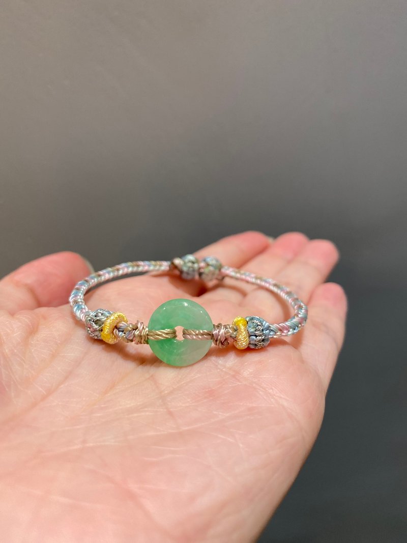 Bb绿翡翠平安扣玉坠连绳 (只接受订制) - 平安符/符袋 - 玉石 