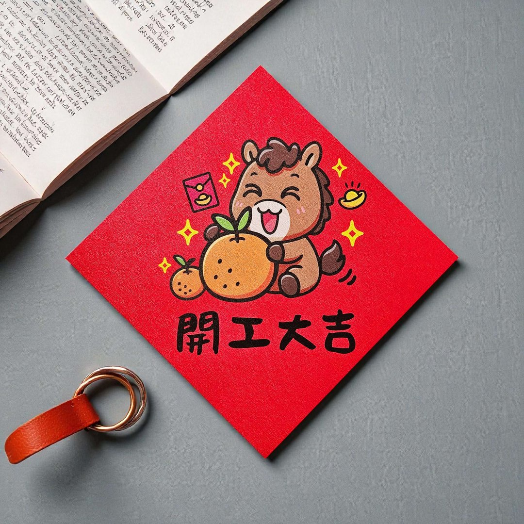 马年开工大吉 2026 原创插画 马年春联 套装对联 方型 - 红包/春联 - 纸 