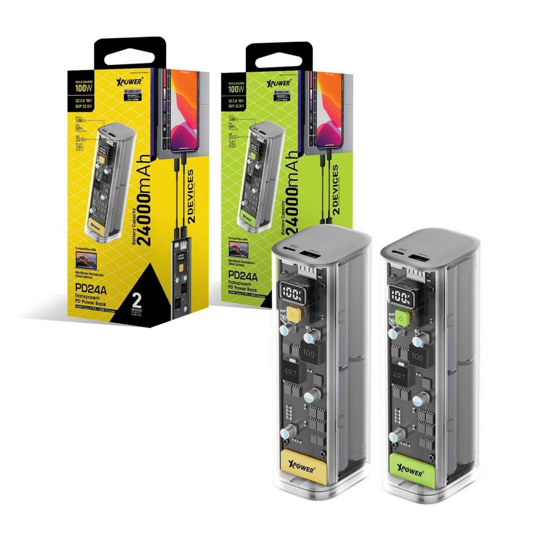 XPower (绿色)PD24A 100W 24,000mAh透明PD外置充电器 - 充电宝/传输线 - 其他金属 绿色
