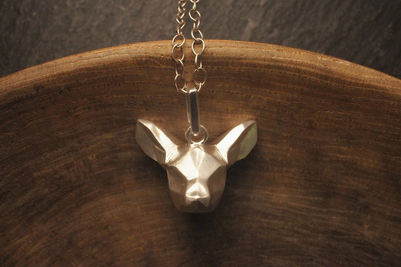 925纯银几何立体小鹿吊咀连SN2/18寸银链 - 手作 (P337) - 项链 - 纯银 银色