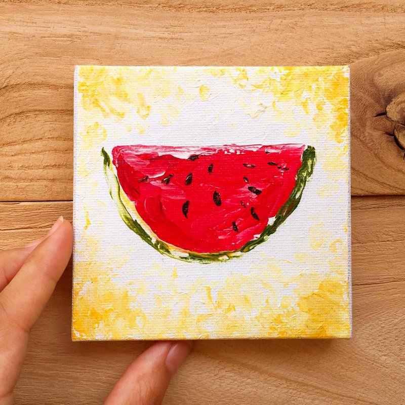 西瓜- 水果系列原作厚涂刀画。摩登现代风玄关餐厅办公桌装饰小品 - 海报/装饰画/版画 - 棉．麻 