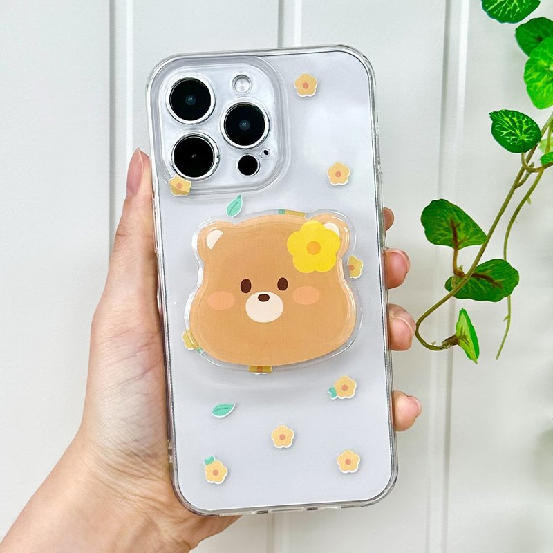 花朵图案iPhone16/15/14/13/12/11保护壳压克力压克力托克套装 - 手机壳/手机套 - 塑料 多色
