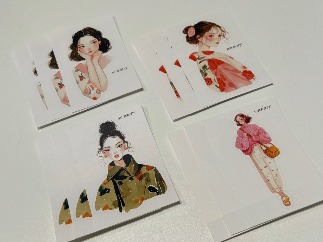 sensiary 亚洲风格插画贴纸 12张入 - 卡片/明信片 - 纸 