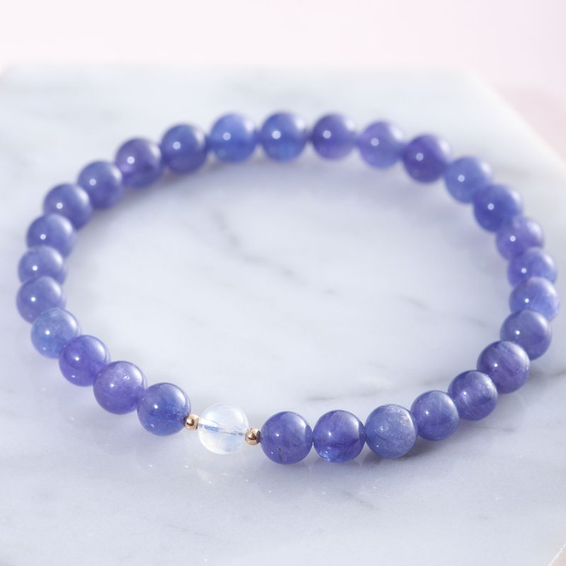 坦桑石月亮石手链 | 丹泉石月光石14KGF手链 天然石水晶 - 手链/手环 - 宝石 多色