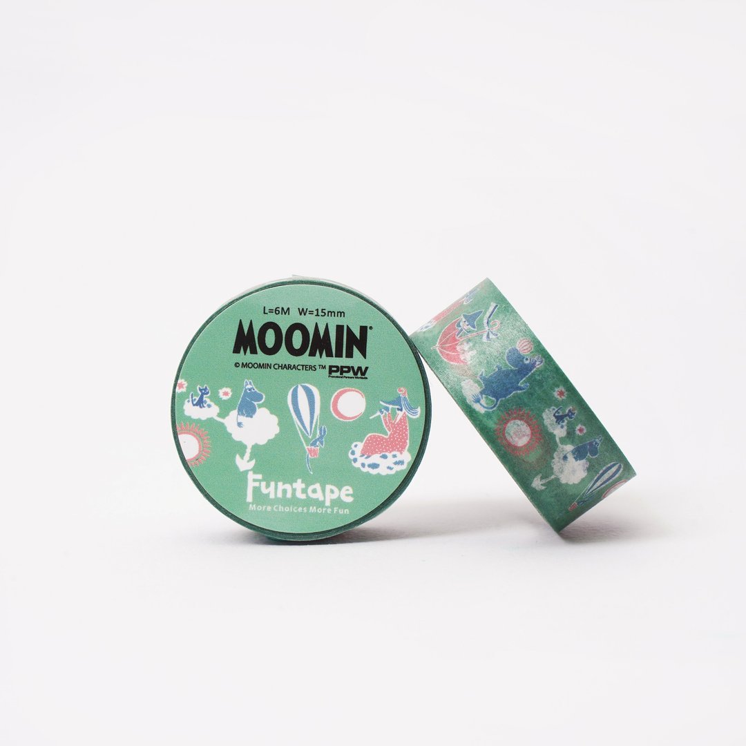 15W Moomin 姆明纸胶带 孔雀绿噜噜米|9078701 Funtape - 纸胶带 - 纸 绿色