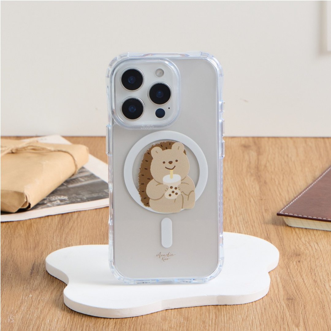 Mandie珍奶刺猬抗黄防摔MagSafe iPhone手机壳 - 手机壳/手机套 - 塑料 透明