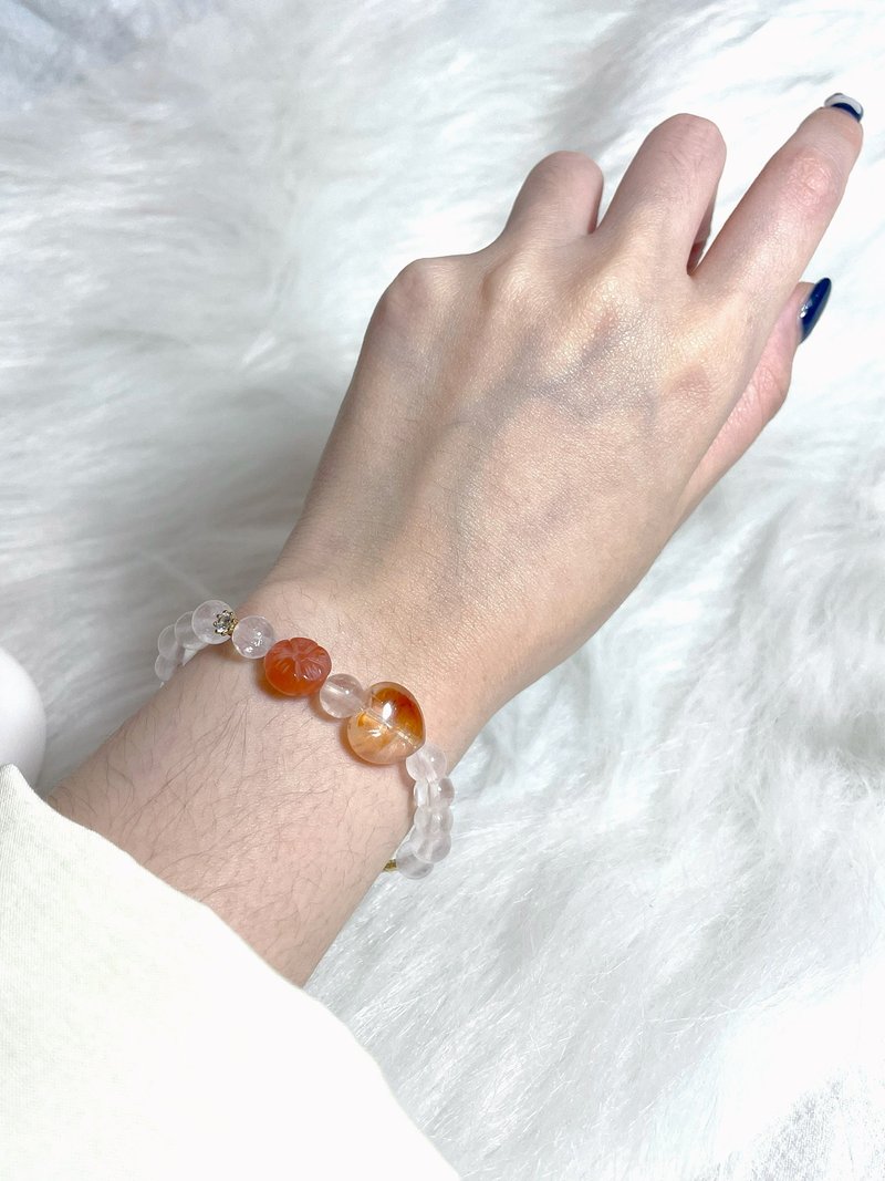 定制化 |波斯菊小花丛| 粉水晶、玛瑙、红胶花 - 手链/手环 - 水晶 粉红色