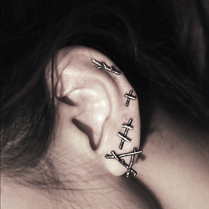 925纯银枯枝耳钉 未时自制手工泰银秘密耳语男女无性别中个性耳环 - 耳环/耳夹 - 纯银 