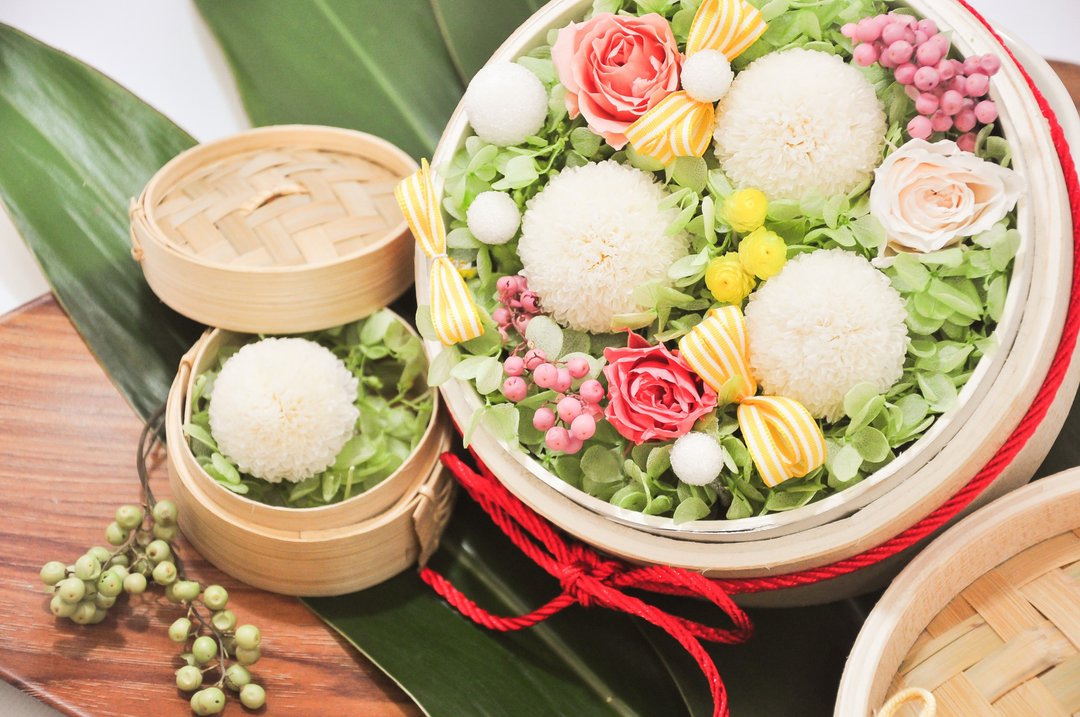BAMBOO STEAMER WITH PRESERVED FLOWERS│蒸笼创意花礼 - 植栽/盆栽 - 植物．花 