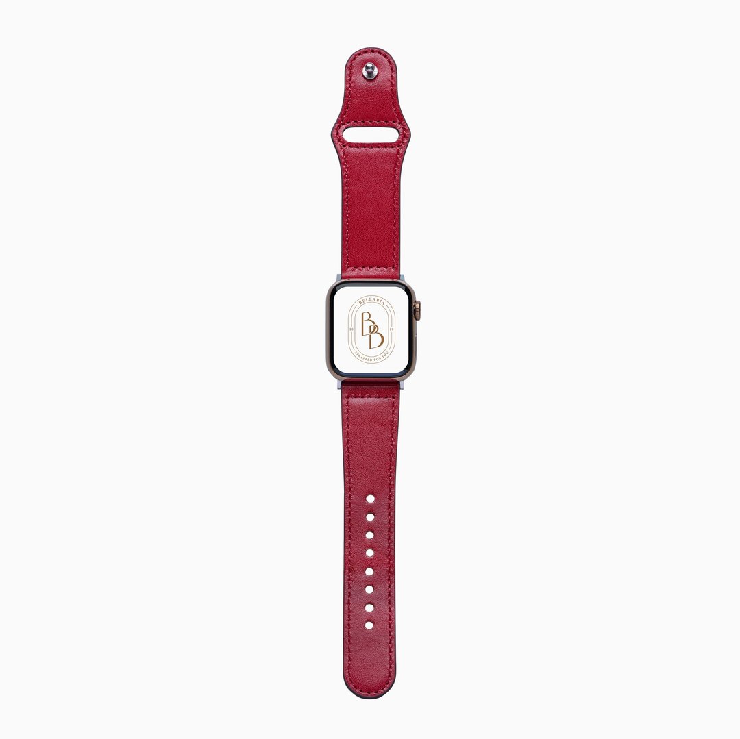 Apple Watch 典雅扣式系列 古典红 真皮表带 7/6/5/4/3/SE适用 - 表带 - 真皮 白色
