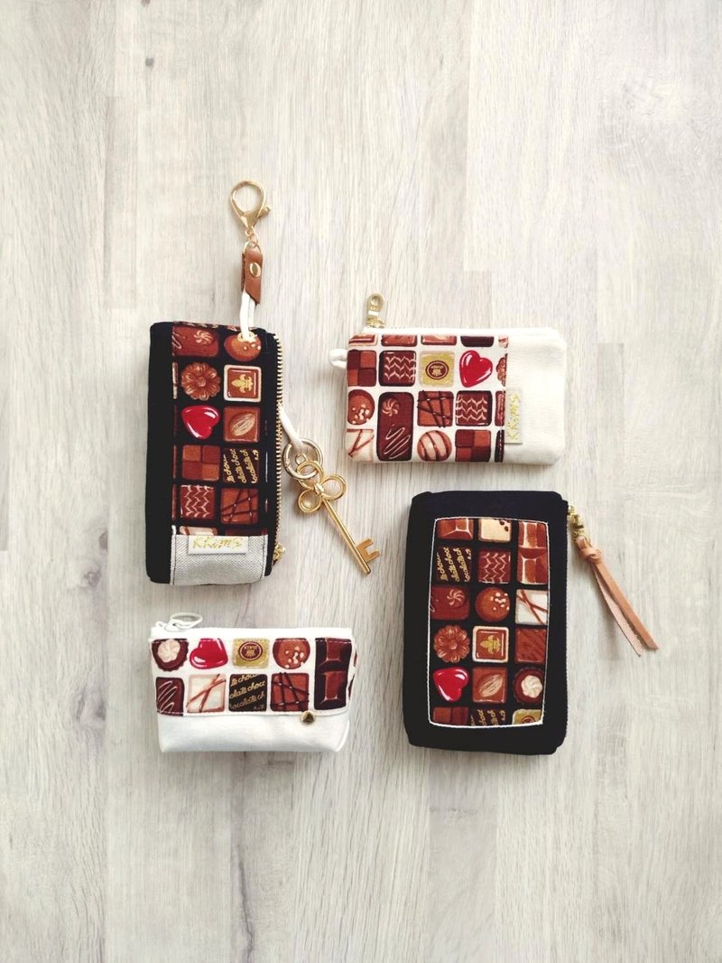 【CHOCO/百味巧克力系列】黑 白 钥匙包 票卡包 零钱包 小钱包 - 零钱包 - 棉．麻 咖啡色