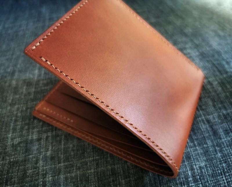 Bi-fold Wallet Men / Short Wallet - Italy Veg Tanned Leather - 皮夹/钱包 - 真皮 咖啡色