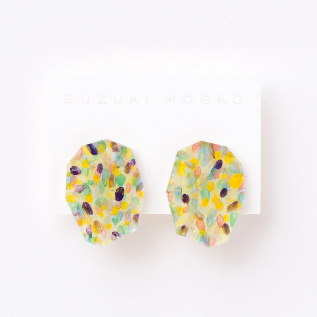 earrings (夾式) - 耳环/耳夹 - 压克力 黄色