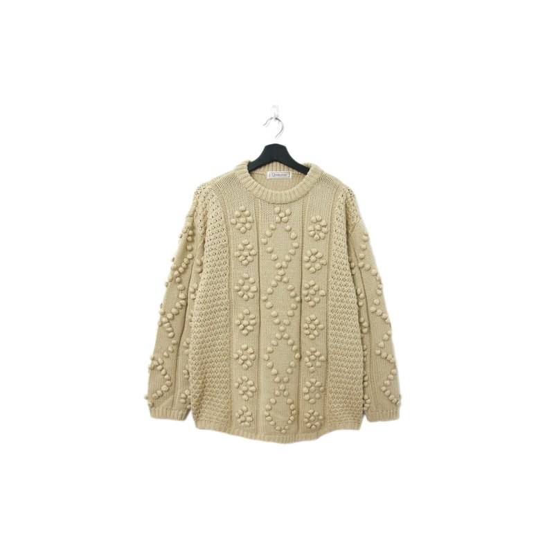 Back to Green-复古毛衣 卡其 半立体球球 ws-13 vintage sweater - 女装针织衫/毛衣 - 聚酯纤维 