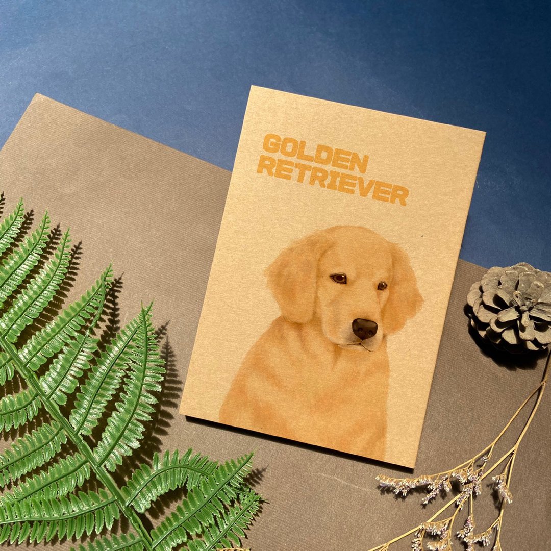 | 宠物友善城市系列 | 黄金猎犬 - 手工穿线胶装笔记本 卡其/黑 - 笔记本/手帐 - 纸 多色