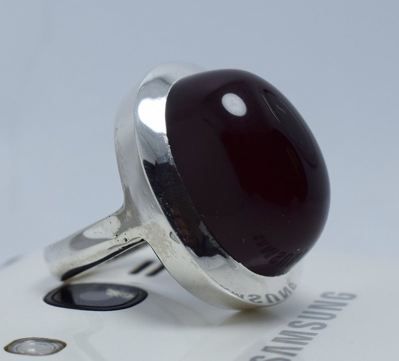 卡巴迪玛瑙 肝脏玛瑙 也门Aqeeq 戒指 红棕色 Akik 也门Akik 男士戒指 - 戒指 - 宝石 咖啡色