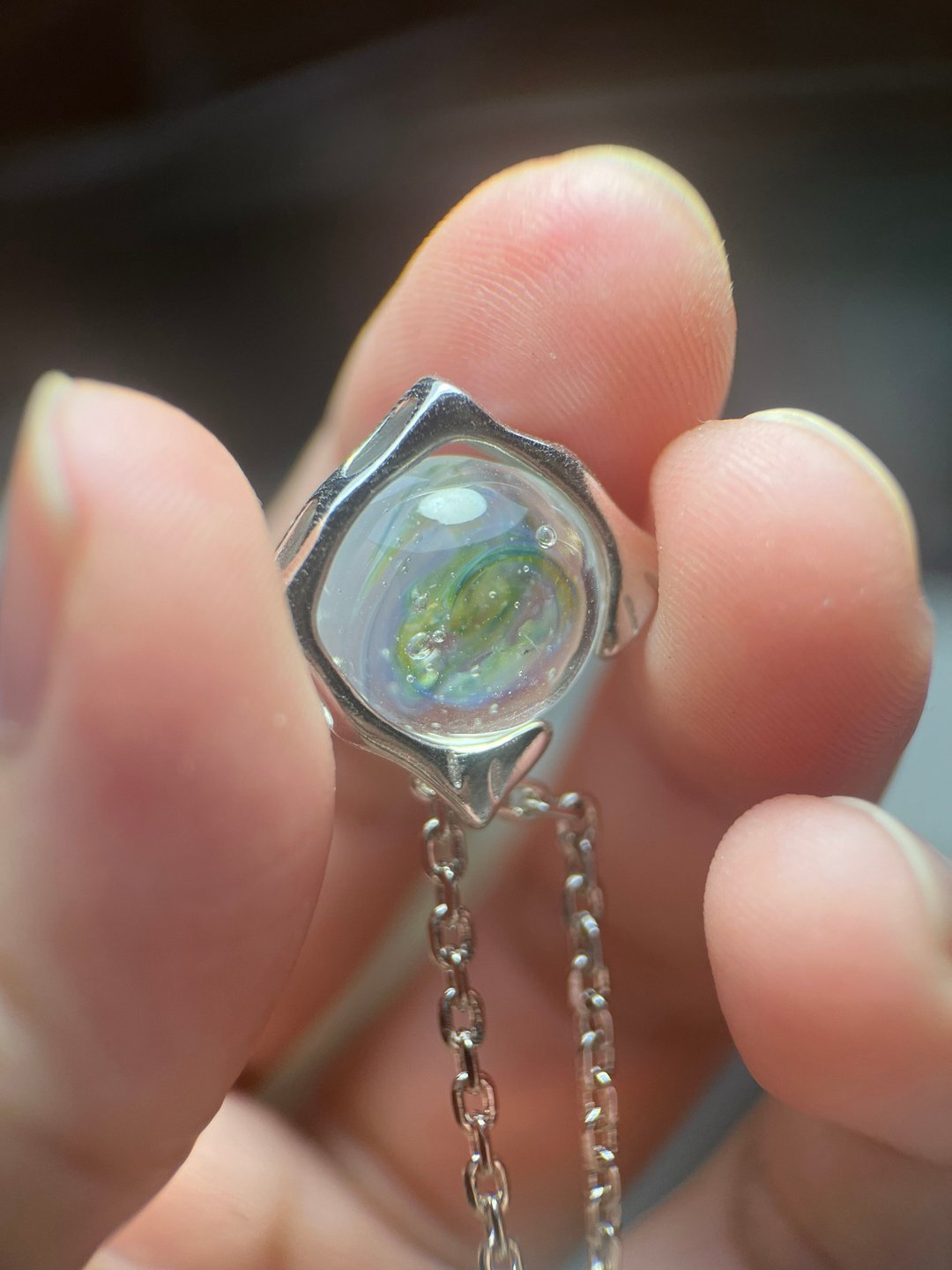 玻璃项链 骨灰琉璃订制 定制 生命纪念 果冻星空 - 项链 - 玻璃 白色