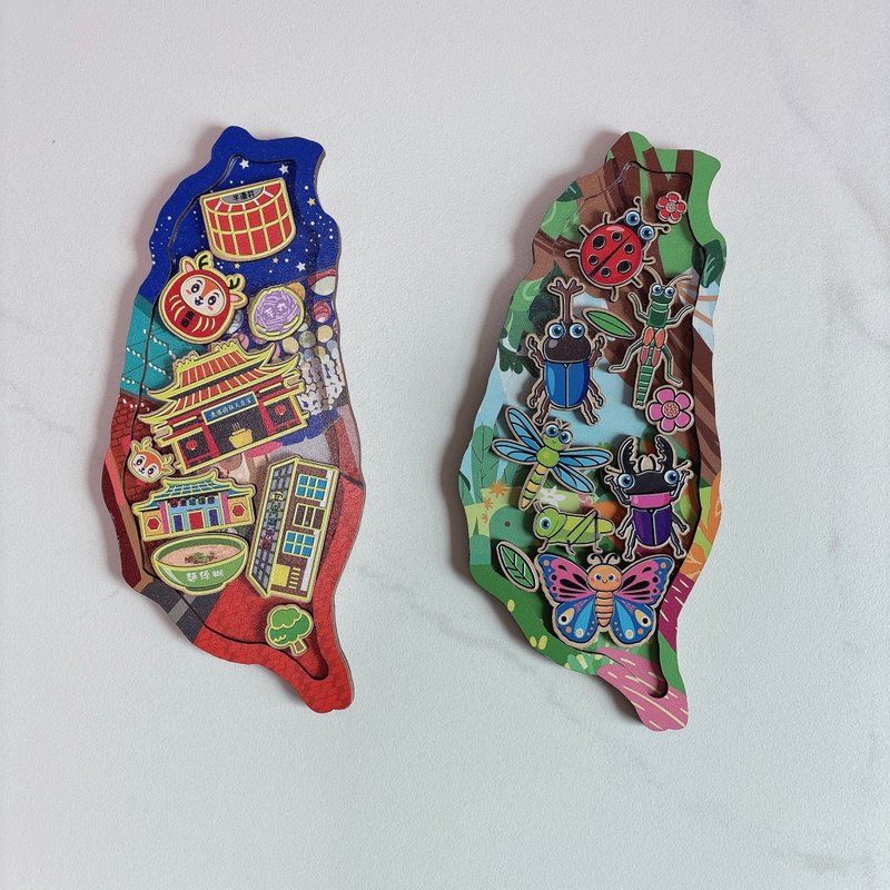 台湾景点拼图－鹿港景点 甲虫王国  几何拼图 造型插画 - 拼图 - 其他材质 多色