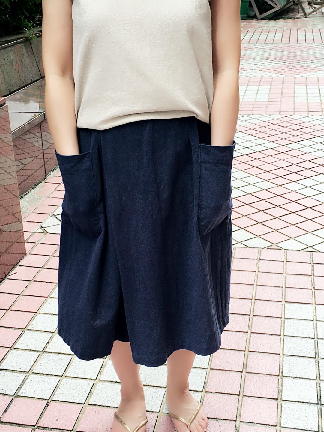 i'm 棉麻材质中长裤裙 - 女装长裤 - 棉 