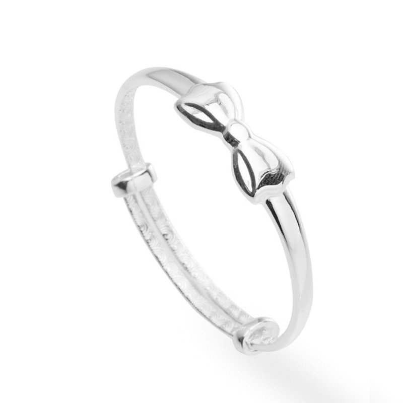 【童乐绘金饰】儿童纯银手镯手环 小蝴蝶结 (弥月银饰 满月礼) - 满月礼盒 - 纯银 银色