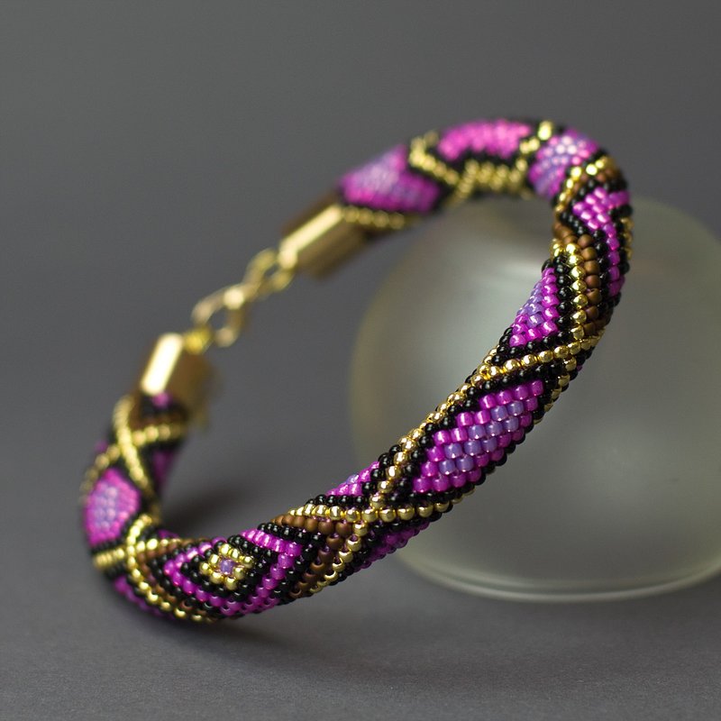 珠子钩编套件与材料包, Diy purple bracelet, Craft projects, Diy kit beaded bracelet - 编织/刺绣/羊毛毡/裁缝 - 玻璃 紫色
