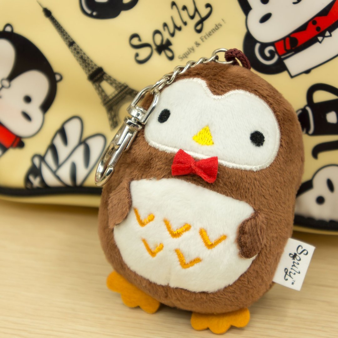 猫头鹰 Owlly 毛公仔 毛绒 匙扣 F002SQT - 钥匙链/钥匙包 - 聚酯纤维 咖啡色