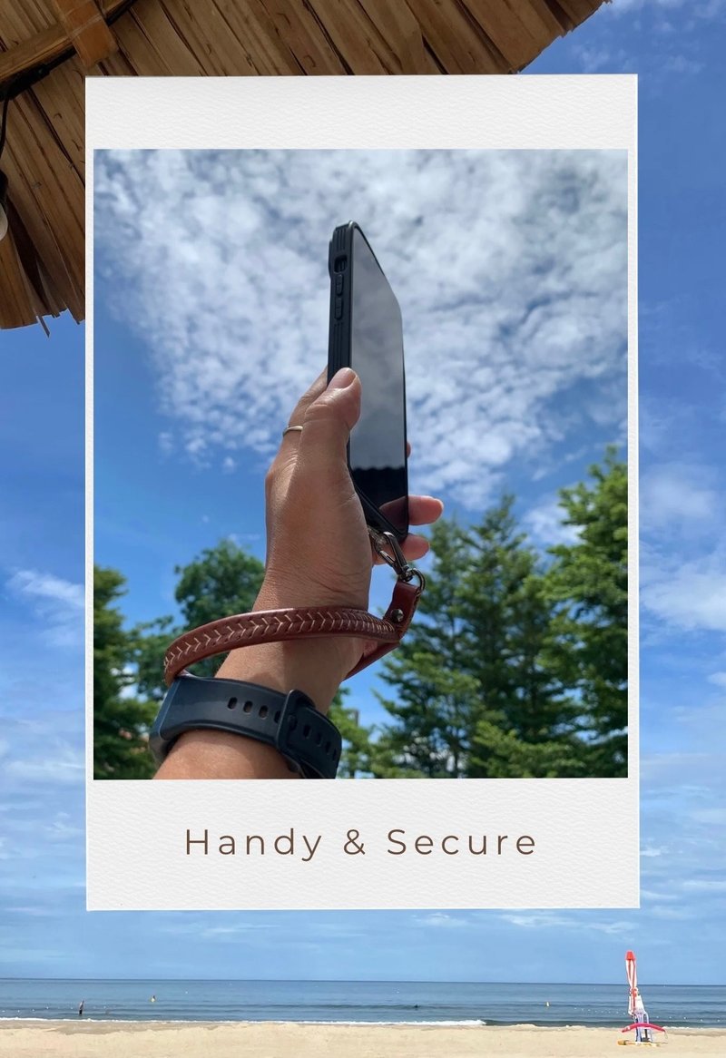 手机挂绳(全粒面牛皮表带) - 挂绳/吊绳 - 真皮 咖啡色