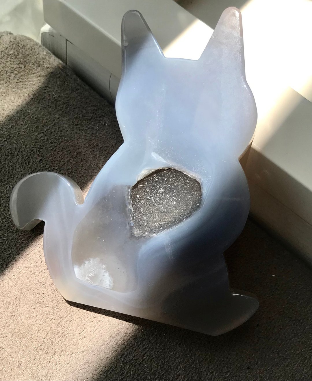 猫猫摆设 玛瑙 水晶洞 高冰透 摆设 水晶原矿 成型立体花 - 摆饰 - 水晶 蓝色