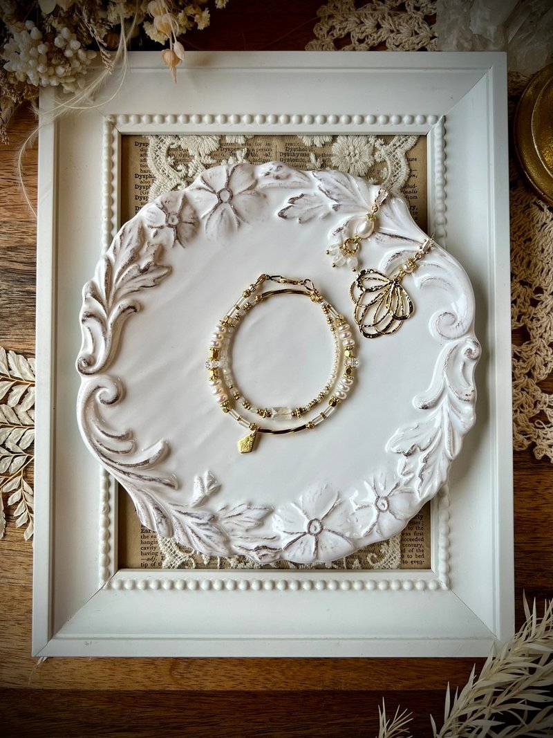 -拾起泪珠-天然水晶手链/黄铜手链 - 手链/手环 - 半宝石 白色