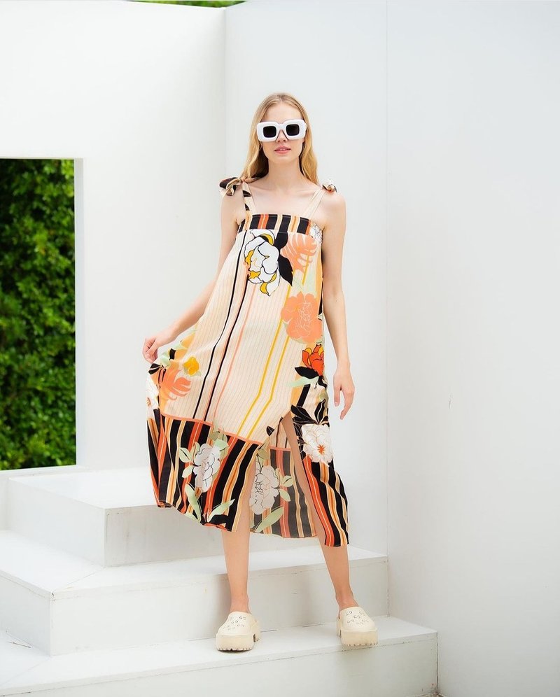 宿雾洋装 - 洋装/连衣裙 - 聚酯纤维 橘色