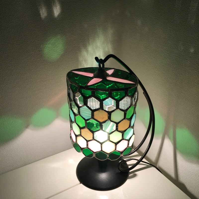 Table Lamp Jewel Night Green & Pink Glass Bay View - 灯具/灯饰 - 玻璃 绿色