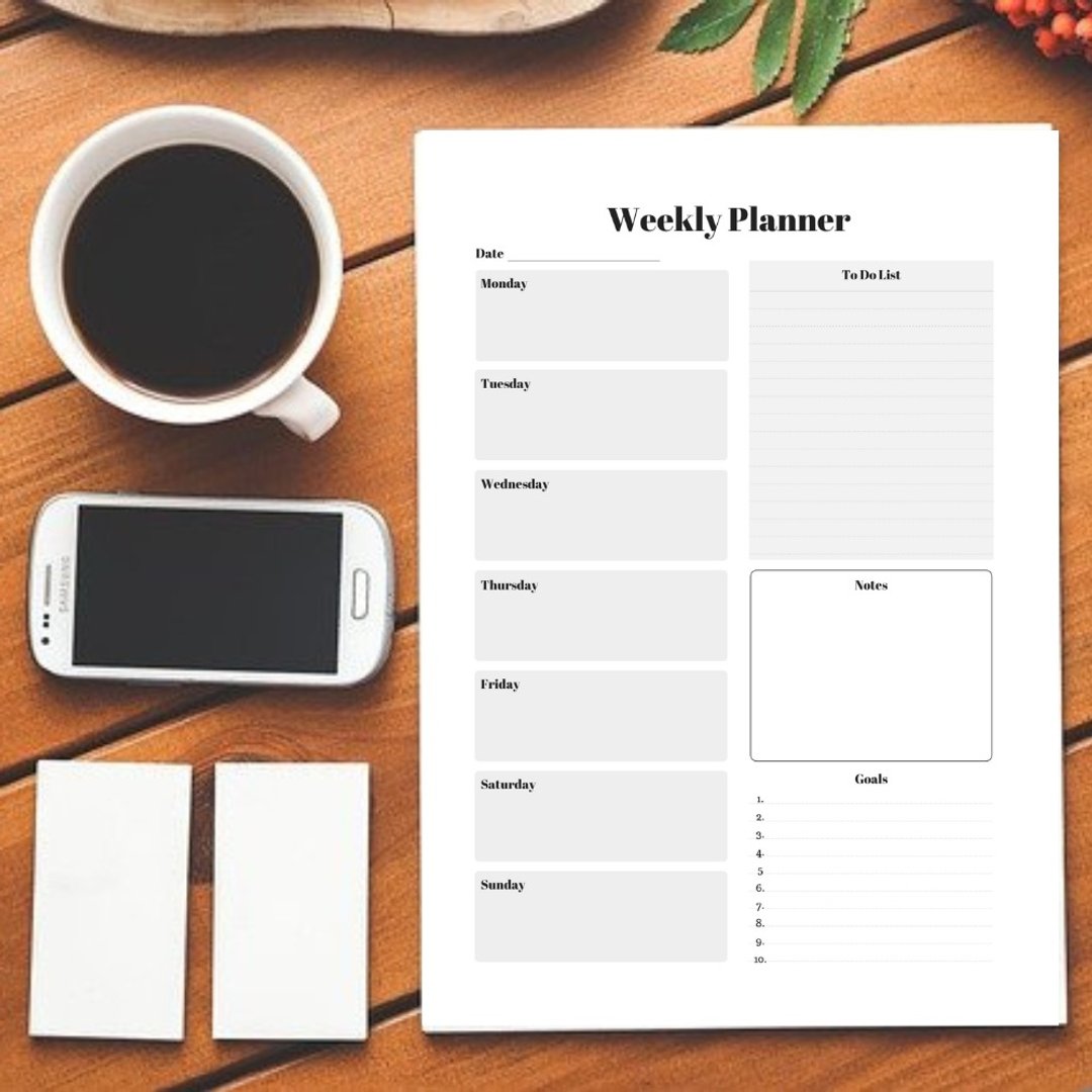 Weekly Planner Digital To-do-list Downloadable File PDF Print 8.5x11 inch - 其他数码商品 - 其他材质 