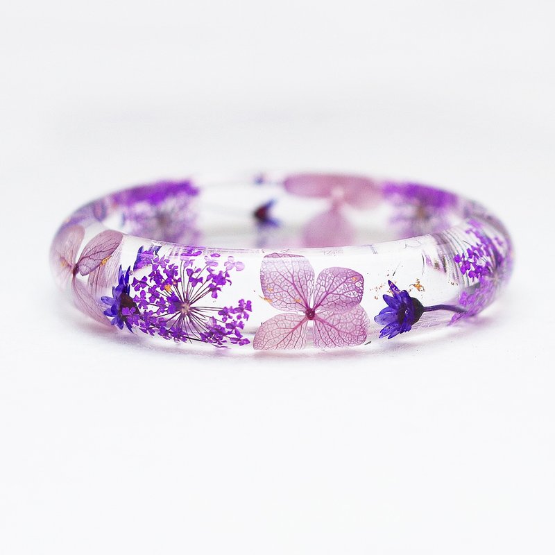 花说・紫色世界・绣球花真花手镯 / 紫色系 / 干燥花永生花 - 手链/手环 - 植物．花 紫色