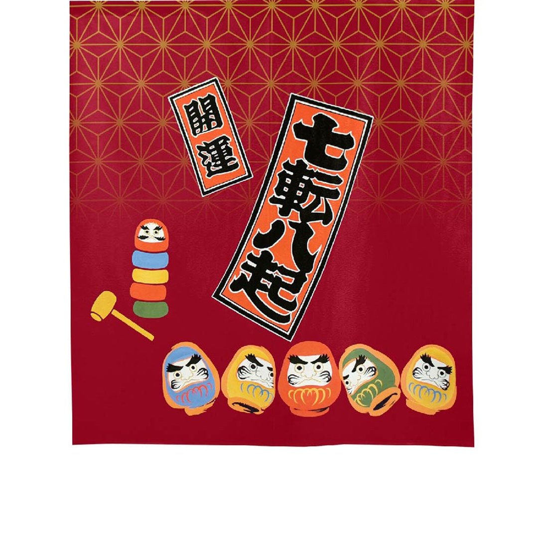 日本制 コスモ中门帘 达摩七福神 幸运红 - 门帘/门牌 - 聚酯纤维 