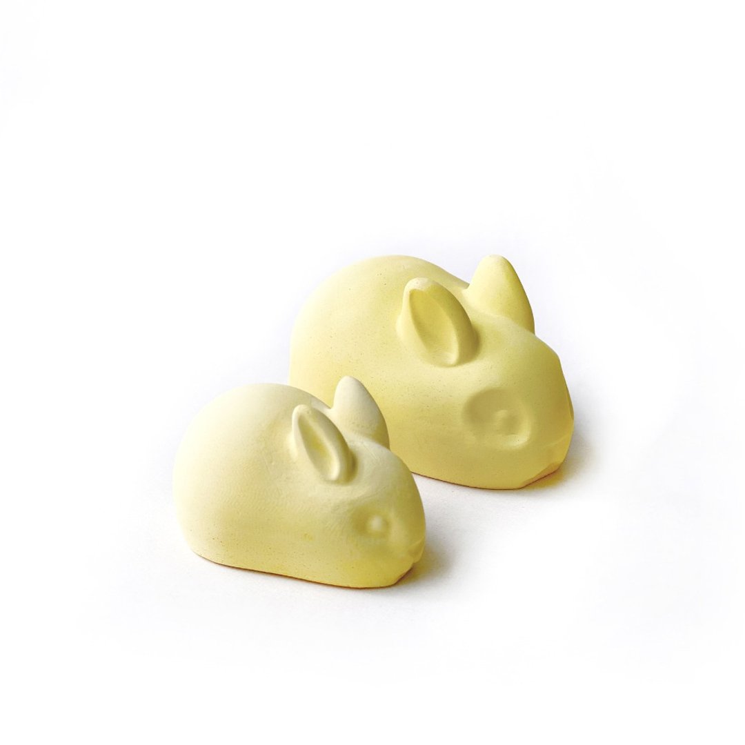 纯黄系列 | 财运祥福都兔You ! 黄金兔兔大小各一两入组 - 摆饰 - 水泥 黄色