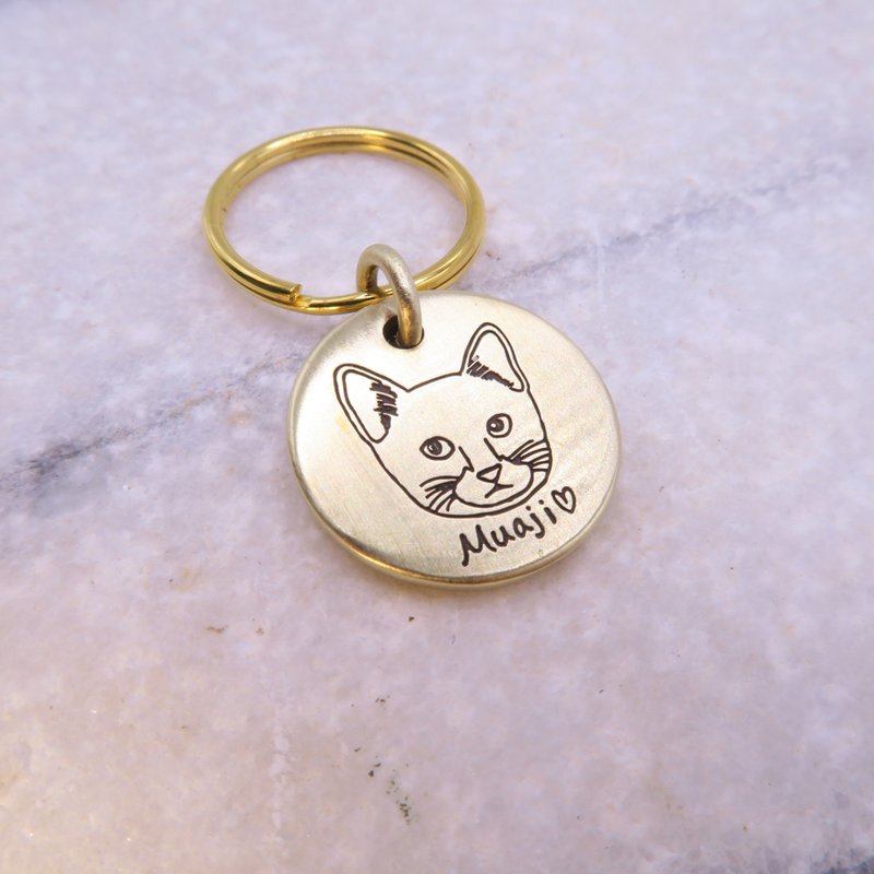 定制化图案 黄铜宠物名牌 厚实款 - 直径20mm - 其他 - 其他金属 金色