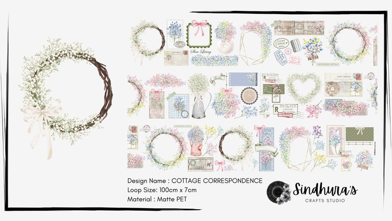 Cottage Correspondence 乡村书信 复古花卉 雾面 PET 胶带 手帐 - 贴纸 - 塑料 透明