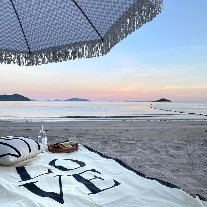 无沙双面拉链口袋沙滩巾| Playa del Amor - 酪乳 - 其他 - 环保材料 黄色