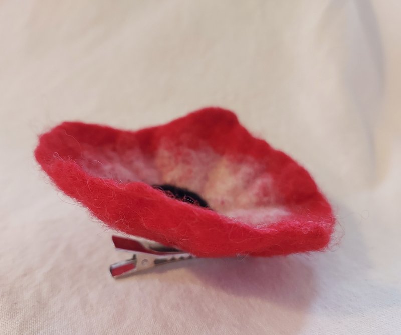 羊毛红花花儿。别针 - 摆饰 - 羊毛 红色